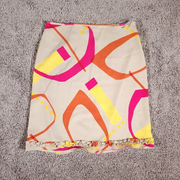 The Limited Abstract Skirt Womens Size 14 Multicolor Ruffle Bottom Zip Ladies - Picture 1 of 11